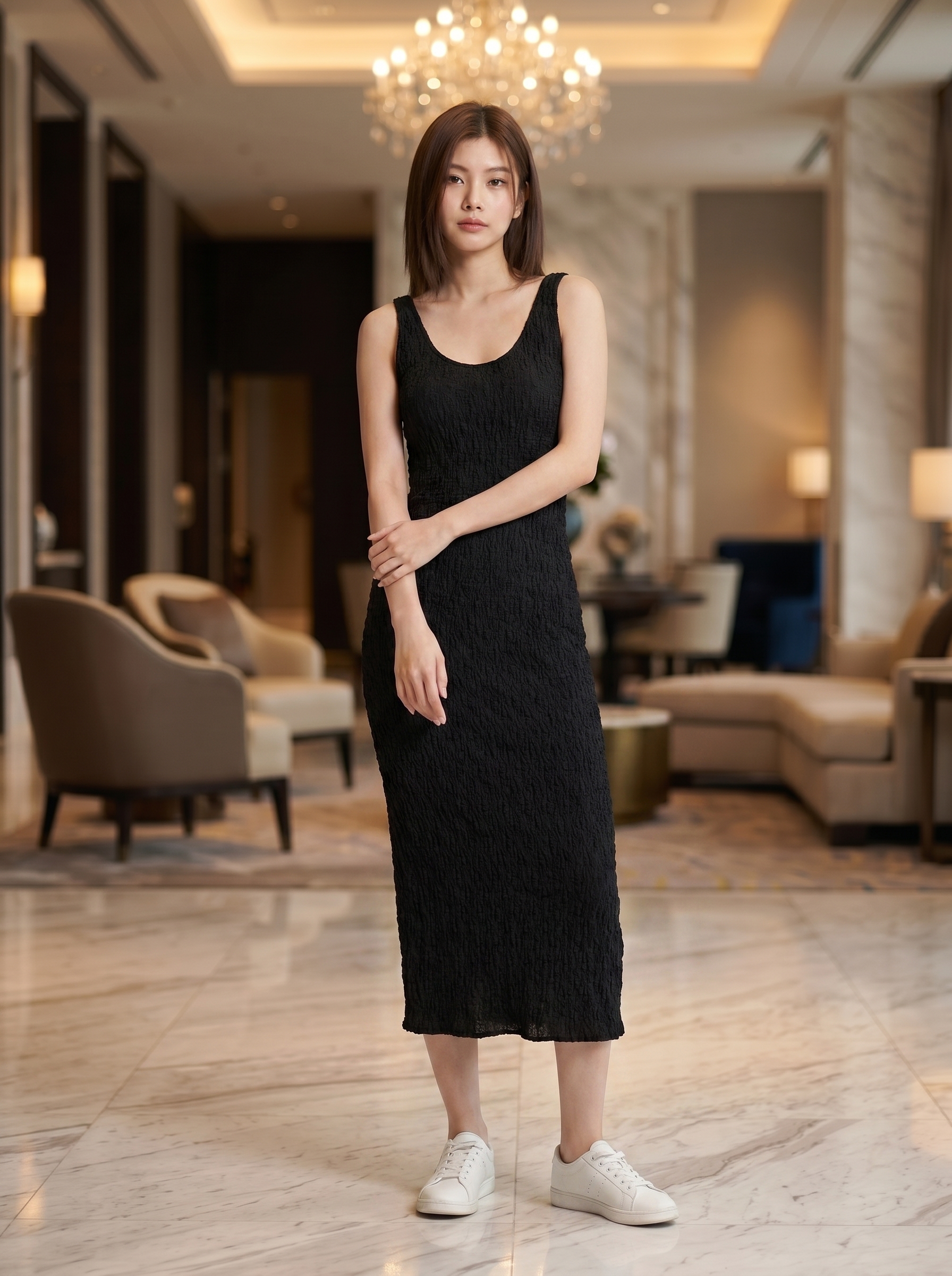 Luxury archetype — hotel lobby with marble and chandelier